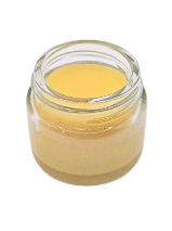 Small glass jar containing natural cleanser